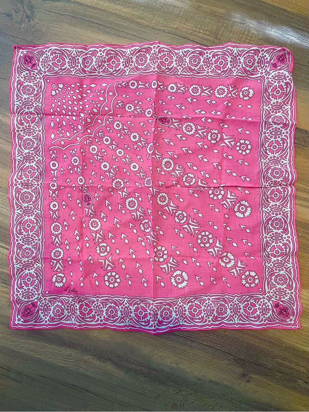 Emilio Pucci Pink Floral Bandana Hankerchief Scarf!